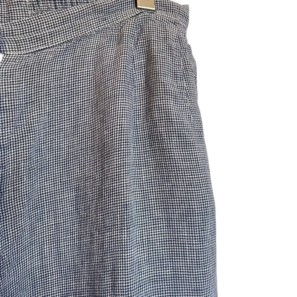Vintage Talbots Gingham Irish Linen Pants High Waisted Trousers Blue White 16WP